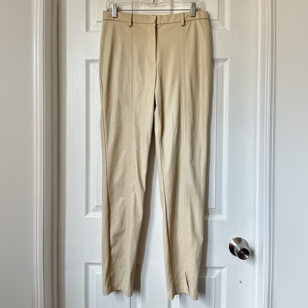 Jason Wu Beige Faux Leather Pants Large